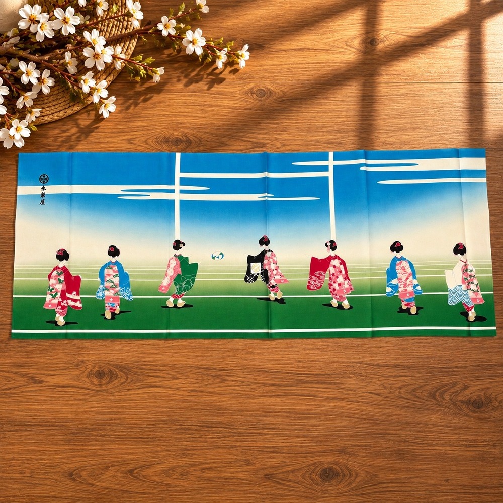 Eirakuya Kyoto Japan Tenugui Maiko Geisha Kimono Textile Wall Art 36"x 14"